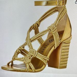 Katy Perry Roped Heel Sandal Gold Size 8 M New in Box